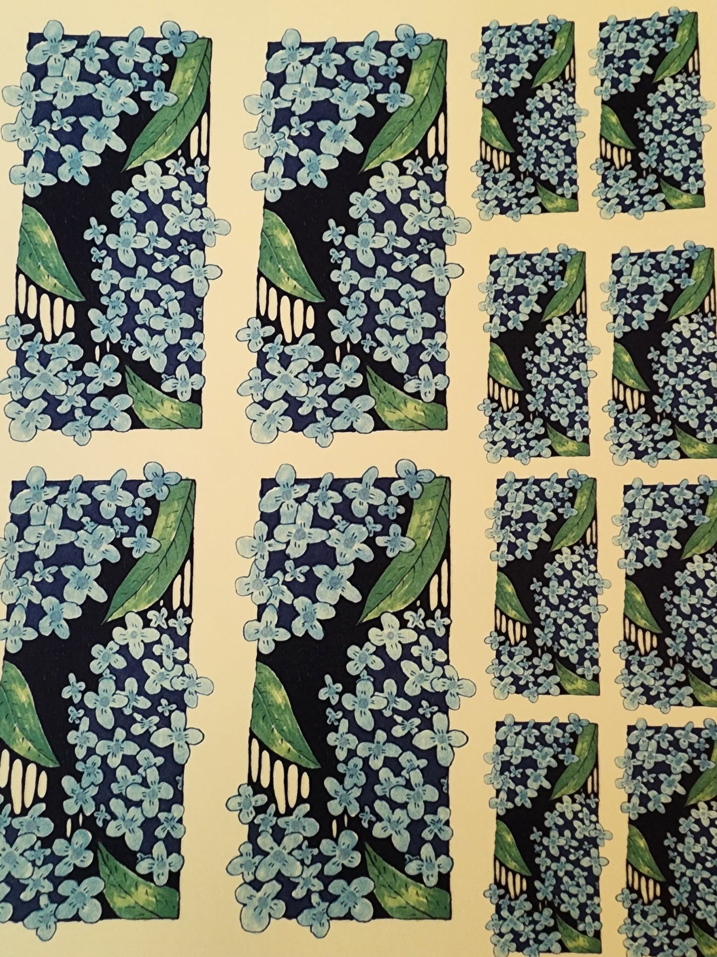 Blue Flowers Overglaze Waterslide Ceramic Decal