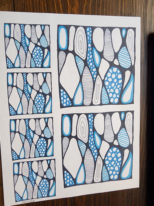 Abstract Blue Overglaze Waterslide Ceramic Decal