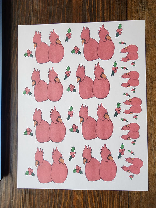 Christmas Cardinals Overglaze Waterslide Ceramic Decal