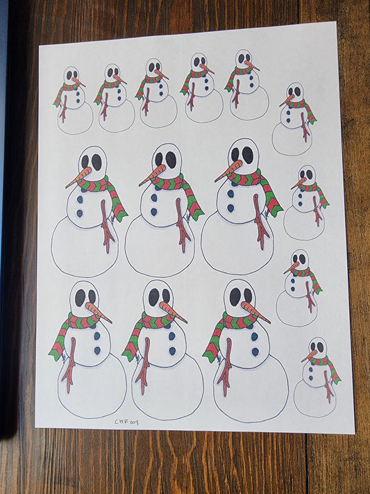 Snowmen Overglaze Waterslide Ceramic Decal