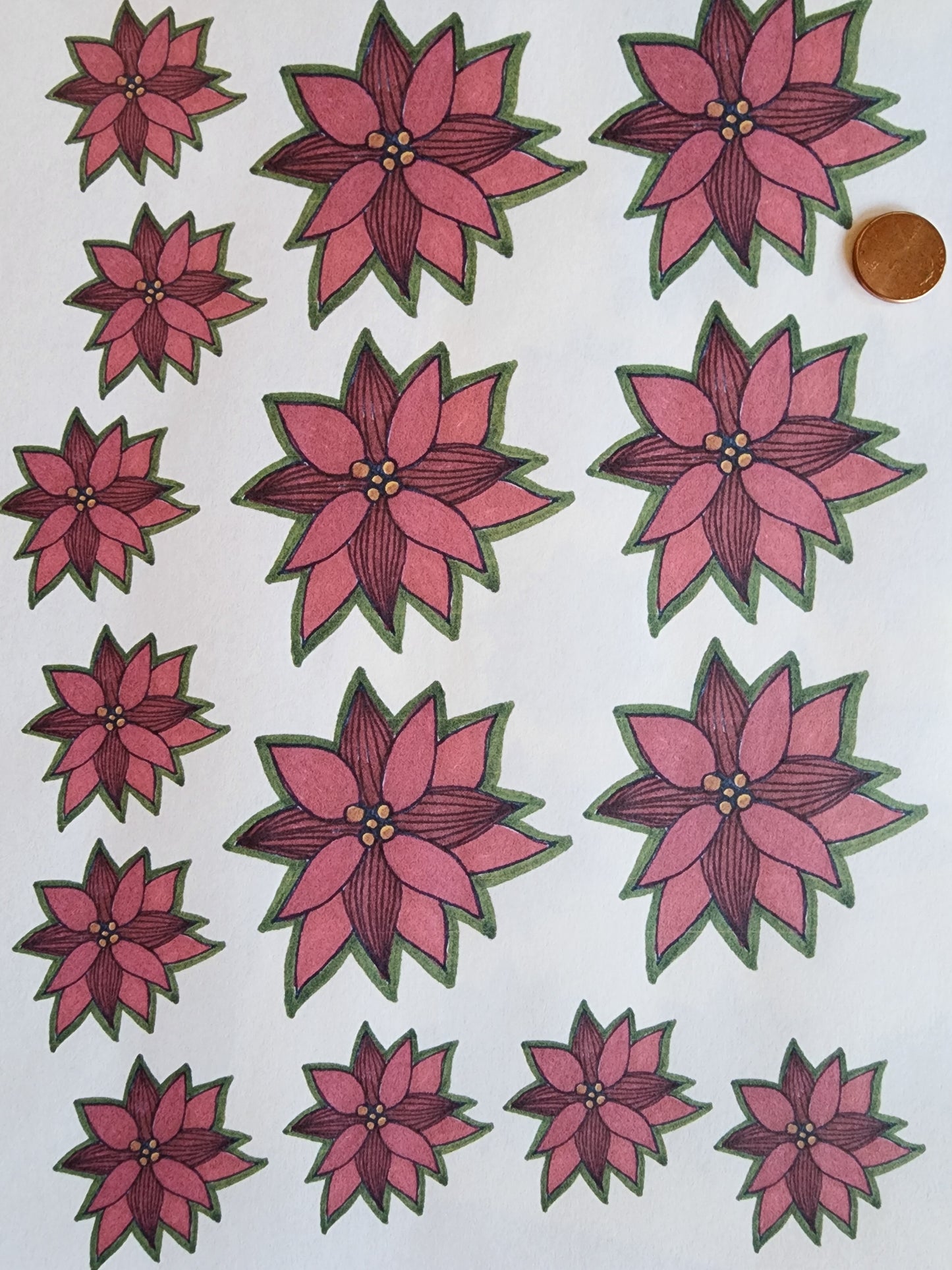 Poinsettia overglaze waterslide ceramic decal