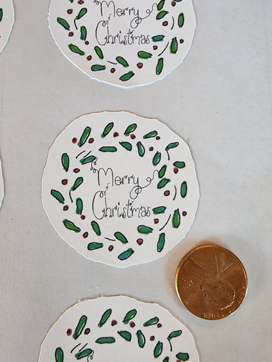 Merry Christmas Wreaths Stickers