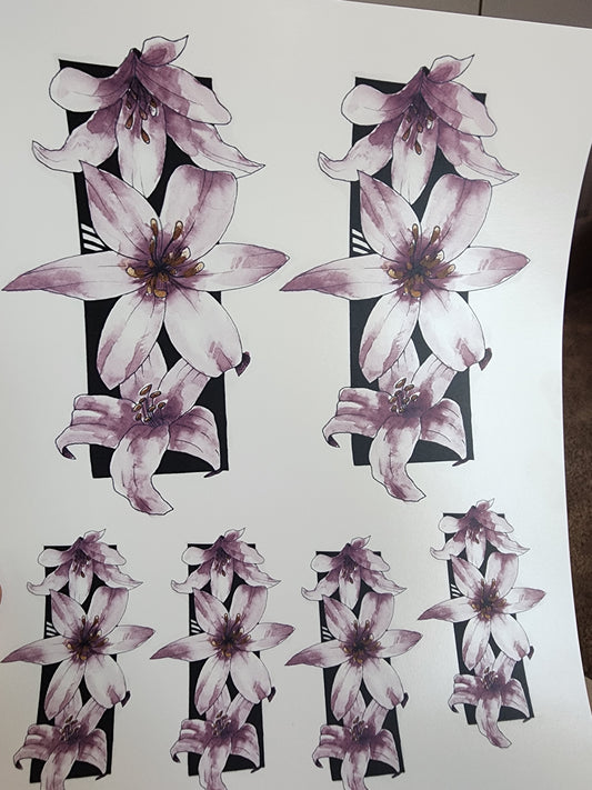 Purple Lilies Overglaze Waterslide Ceramic Decal