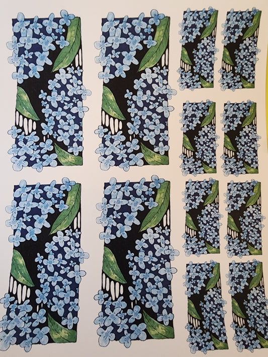 Blue Flowers Overglaze Waterslide Ceramic Decal