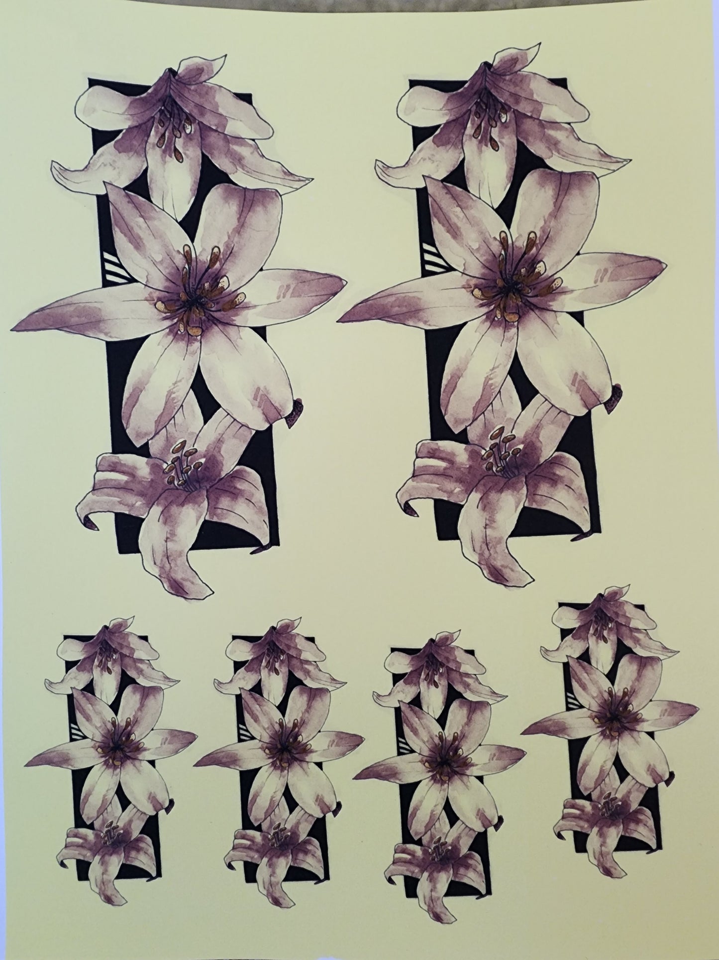Purple Lilies Overglaze Waterslide Ceramic Decal